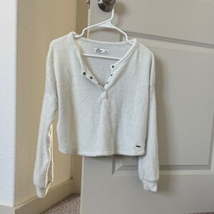 Hollister Off-White Knit Henley Top